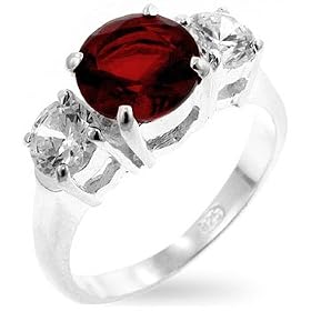 Click here to buy Silver Fashion Ring with Ruby Clear CZs - .925 Silver - Anniversary Ring, Triplet, Round CZ by ToltecTraders.com.