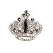 Clear and Smokey Black Austrian Rhinestone Royal Crown Silver Plated Brooch Pin
