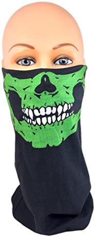 Novasport Men's Multi Functional Seamless Tube Mask Skull Microfiber Black (Green Skull)