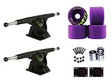 Longboard Black Reverse Kingpin Trucks Skateboard Deck Package Orangatang Durian 75mm Slide Wheels, Abec 7 Bearings, Hardware & Risers