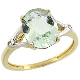 14k Gold ( 10x8 mm ) Oval Green Amethyst Stone Ring w/ 0.007 Carat Brilliant Cut Diamonds & 2.40 Carats Oval Cut Stone, 3/8 in. (10mm) wide
