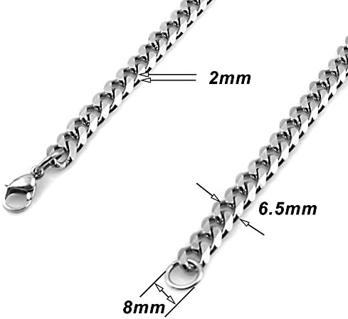 Dixivi Jewelry 6.5mm Wide Mens Boys Stainless Steel Necklace Chain (16 - 40 Inches Available)