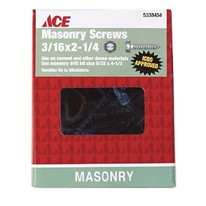 ACE Trading - Screws 19088ACE Slotted Hex Head Masonry Screws 3 16x2.25 by Ace
