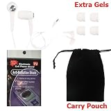 AT&T Nokia Lumia 900 3.5mm Stereo Earbud handsfree headset white with on off answer switch and extra soft eargels with Velvet storage pouch & Anti Radiation Shield