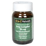 A to Z Naturals Iron Complex, 29 mg, Capsules, 90 capsules