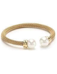 Majorica 12mm Pearls on Stainless Steel Bangle Bracelet