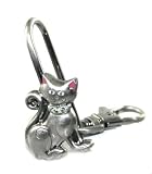 Adorable Alexx Inc Gray/Pewter Kitty with Green Crystal Collar Key Clip/Finder Key Chain for Purse
