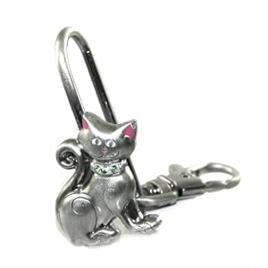 Buy Adorable Alexx, Inc Finders Key Purse Gray Kitty with Green Crystal Collar Key Clip Finder Key... by Purse Hook Ks Charming Designs