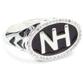 Nicky Hilton Sterling Silver Initial Ring With Enamel, Size 7