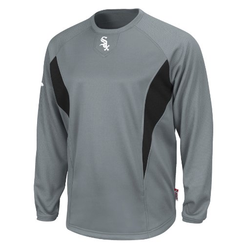 MLB Chicago White Sox Adult Long Sleeve Crew Tech Fleece Pllovr (Pro Granite/Pro Black, X-Large)