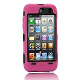 NTK Premium For iTouch iPod Touch 4 4G Silicone Case with Hard Shell Inside Case With Built In Touch Screen Protector Film 2 Layer Case (Hot Pink)