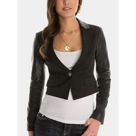 GUESS by Marciano Anika Leather Sleeve Jacket