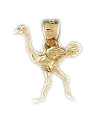 Dazzlers Solid 14k Gold 3D Ostrich Bird Charm Pendant Available in three colors from jewelsberry (weights: 1.5 grams only)