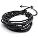 KONOV Jewelry 2pcs Leather Rope Brown & Black Unisex Surfer Wrap Bracelets