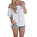 Sunward(TM) Women Off Shoulder Short Sleeve Casual Shirt (Large, White)