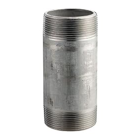 304/304L Stainless Steel Pipe Fitting, Nipple, Schedule 40 Welded, 1-1/2" X 3-1/2" NPT Male