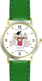 All of THE 7 HABITS #3 - White Youth (English Text) - DELUXE TWO-TONE WATCH from THE 7 HABITS - WATCH COLLECTION BY WATCHBUDDY&reg; - Arabic Numbers - Green Leather Strap-Size-Children's Size-Small ( Boy's Size & Girl's Size )