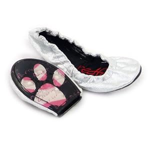 Redfoot Folding Handbag Shoes Annie Silver - Medium UK Shoe Size 5/6