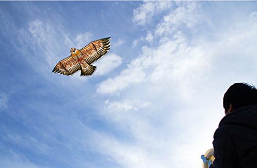 Traditional Large Size 1.8m Nylon Grid Cloth Resin Rod Front Strut Type Gold Eagle Kite for Kids and Adults