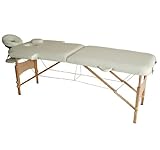 Homcom Massage Table Bed Couch Beauty Bed 2 Section Therapy Bed Spa Bed Lightweight Portable Folding Cream