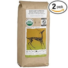 BackCountry Coffee Roasters Organic Basecamp Espresso, 16-Ounce Bags (Pack of 2)