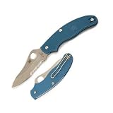 Spyderco UK Penknife Blue FRN Drop Point CombinationEdge Knife