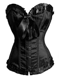 Bslingerie Womens Satin Boned Bustier Corset With Ribbons