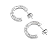 Huggie Earrings - Horseshoes with Clear CZ - Sterling Silver - Size: 17 mm x 3 mm