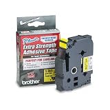 Brother 3/4 Inch x 26.2 Feet Black on Yellow Laminated Tape with Super Strong Adhesive ( ZS641)