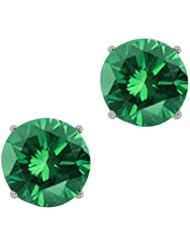 1.10 Ct Round Green SI1-SI2 Diamond 14K White Gold Stud Earrings