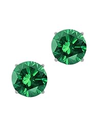 1.60 Ct Round Green SI1-SI2 Diamond 18K White Gold Stud Earrings