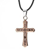 MensStainlessSteelBlackCzCrossPendantChain(RoseGold,Black)