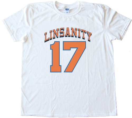 Linsanity #17 Jeremy Lin New York Knicks Tee Shirt Gildan Softstyle White (Small)