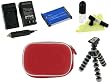 rooCASE 5n1 EVA Hard Shell (Red) Case with Memory Foam / DMW-BCH7 800mAh Li-Ion Battery / AC DC Charger / Tripod / LCD Cleaning Kit for Panasonic Lumix DMC-FP1S Digital Camera Silver
