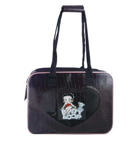 Betty Boop Collapsible Cat Dog Pet Carrier - Brown Crocodile Pattern