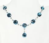 Ladies large nugget drop necklace - metalic blue