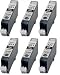 Free D@J solar calculator + 6-pack Canon CLI-221 Black CLI-221BK CLI221 CLI221BK Compatible ink Inkjet Cartridges W/ Chip