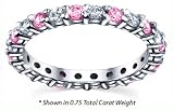 Women's Diamond Eternity Ring Shared Prong Diamond and Pink Sapphire Gemstone Round Cut ( 0.50 Total Carat Weight | GH-I1 Quality | 14k White Gold ) Finger Size -