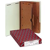6-Section Pressboard End Tab Classification Folders, 2 Pockets, Legal, 10/Box