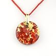 Murano Glass Pendant Jewelry - Round L Red/Gold Style2