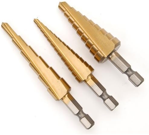 Naiken High Speed Steel Step Drills Step Drill Bit 3 PCS