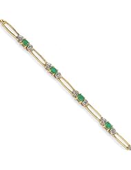 14k Diamond And Emerald Bracelet