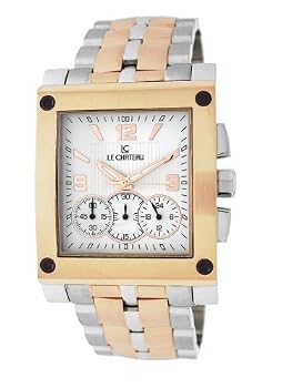 Le Chateau Men's T/T Watch w/Chrono & Military time "Sports Dinamica" Collection #5402MCHR (White Dial)