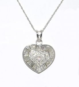 14K White Gold Diamond Heart Charm