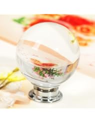 BISS: Storm Store 5PCS Diameter 40mm Clear Round Ball Crystal Glass Cabinet Knob Cupboard Drawer Pull Handle, Come with 3 kinds of Screws - Storm Store