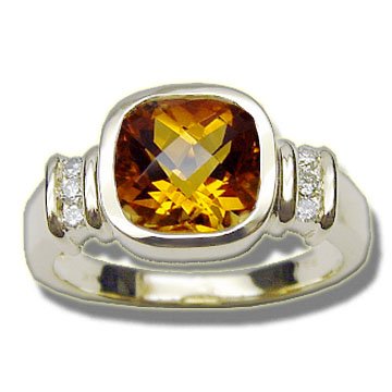 Click here to buy .09 CT CHECKERBOARD CITRINE BEZEL LADIES RING by Rubin Arthur and Co..
