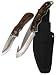 Sporting Goods : Set of 2 - Full Tang Wood Handle Hunting Knife w/Gut Hook & Folder