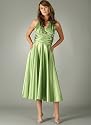 Ruched Halter Tea-Length Formal for Bridesmaid Formal Prom