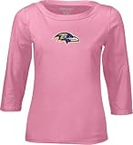 Women's Baltimore Ravens Pink Caddy 3/4 Sleeve Stretch Boatneck Tshirt