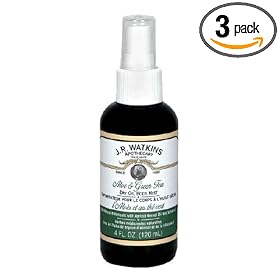 J. R. Watkins Dry Oil Body Mist, Aloe & Green Tea, 4 fl oz (120 ml) Bottles, (Case of 3)